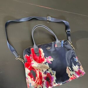 Kate Spade Blake Avenue Navy and Floral Nylon Daveney Laptop Bag